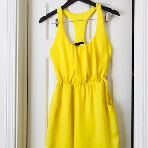 Bright yellow, T back dress